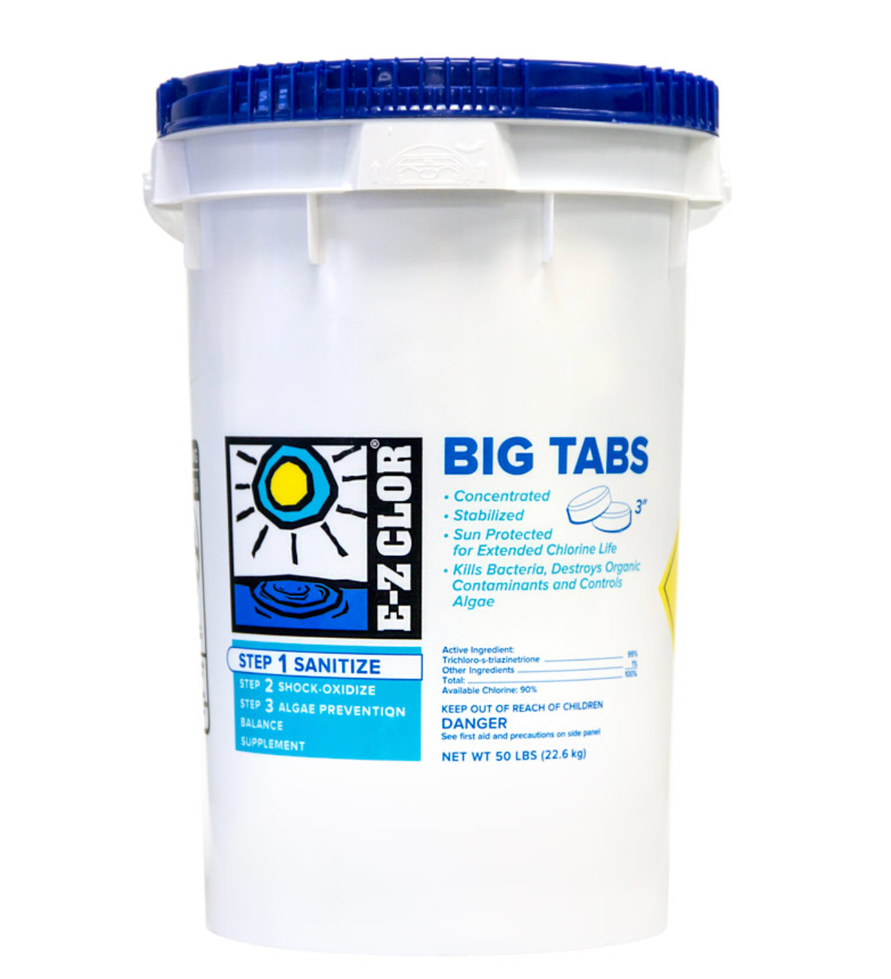 50 lb 3" 8 oz Big Tabs Sanitizer Unwrapped Pail